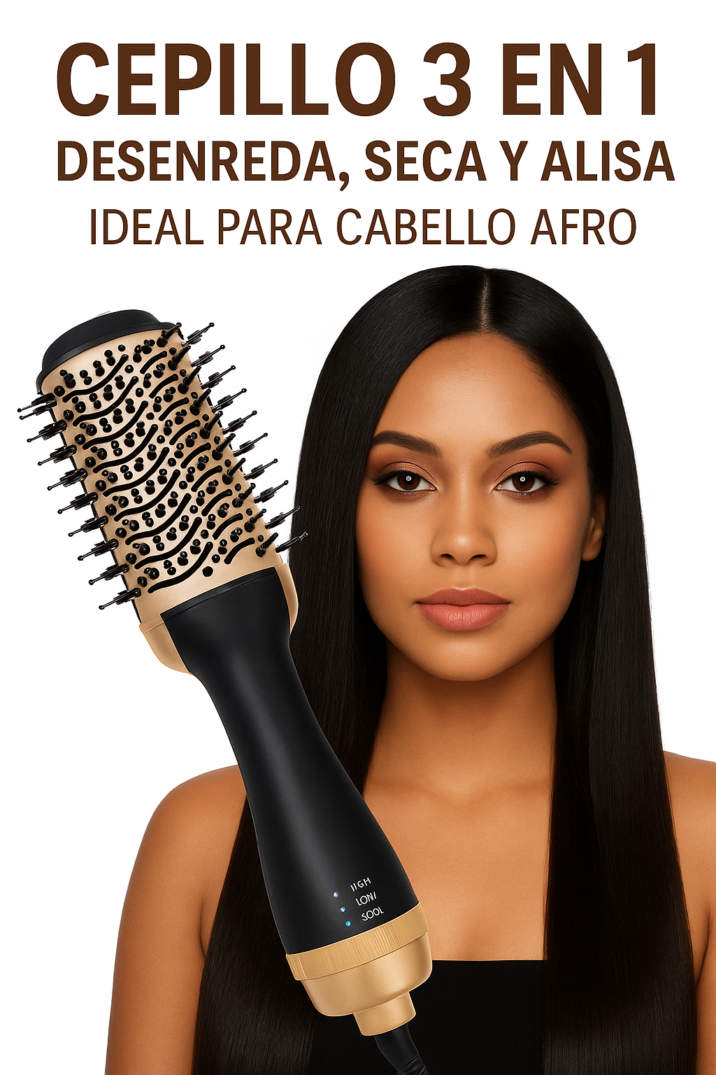 **Cepillo Térmico 3 en 1 para Cabello Rizado, Afro y Voluminoso Alizz 3.0™**